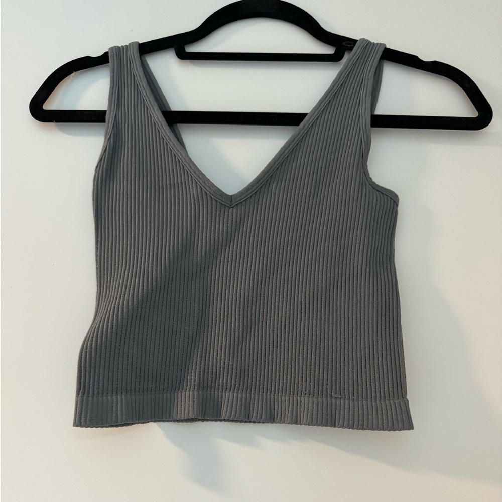 Free People Gray Cropped Top